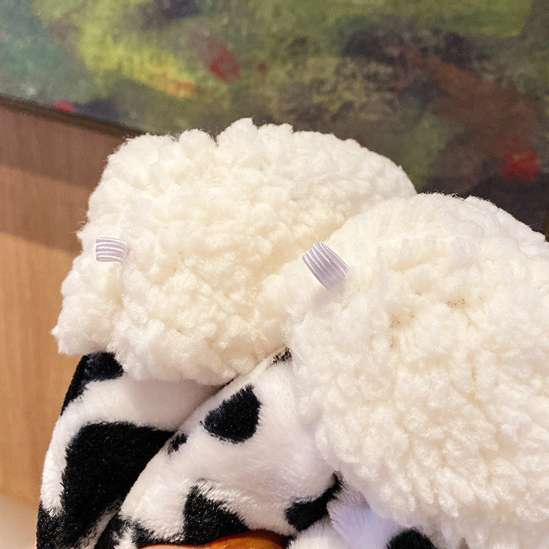 Wholesale Warm Thickened Plush Zebra Print Cow Print Gloves